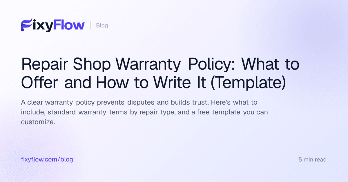 Repair Shop Warranty Policy: What to Offer and How to Write It (Template)