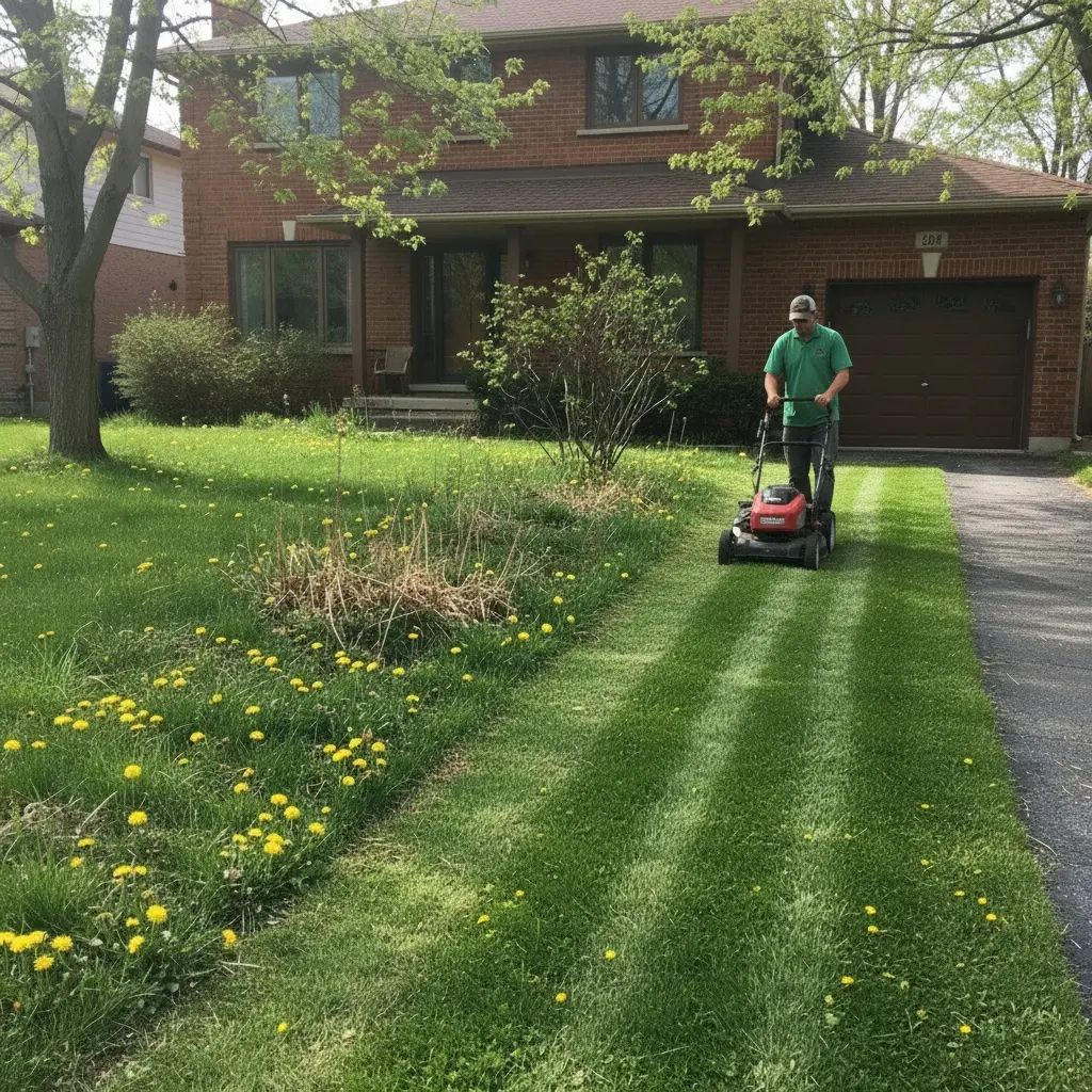 Mowing in progress